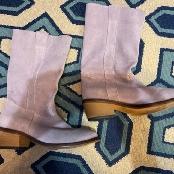 Vintage late 1990's / Y2K lavender / lilac suede western boots - Size 6 - Picture 2 of 16